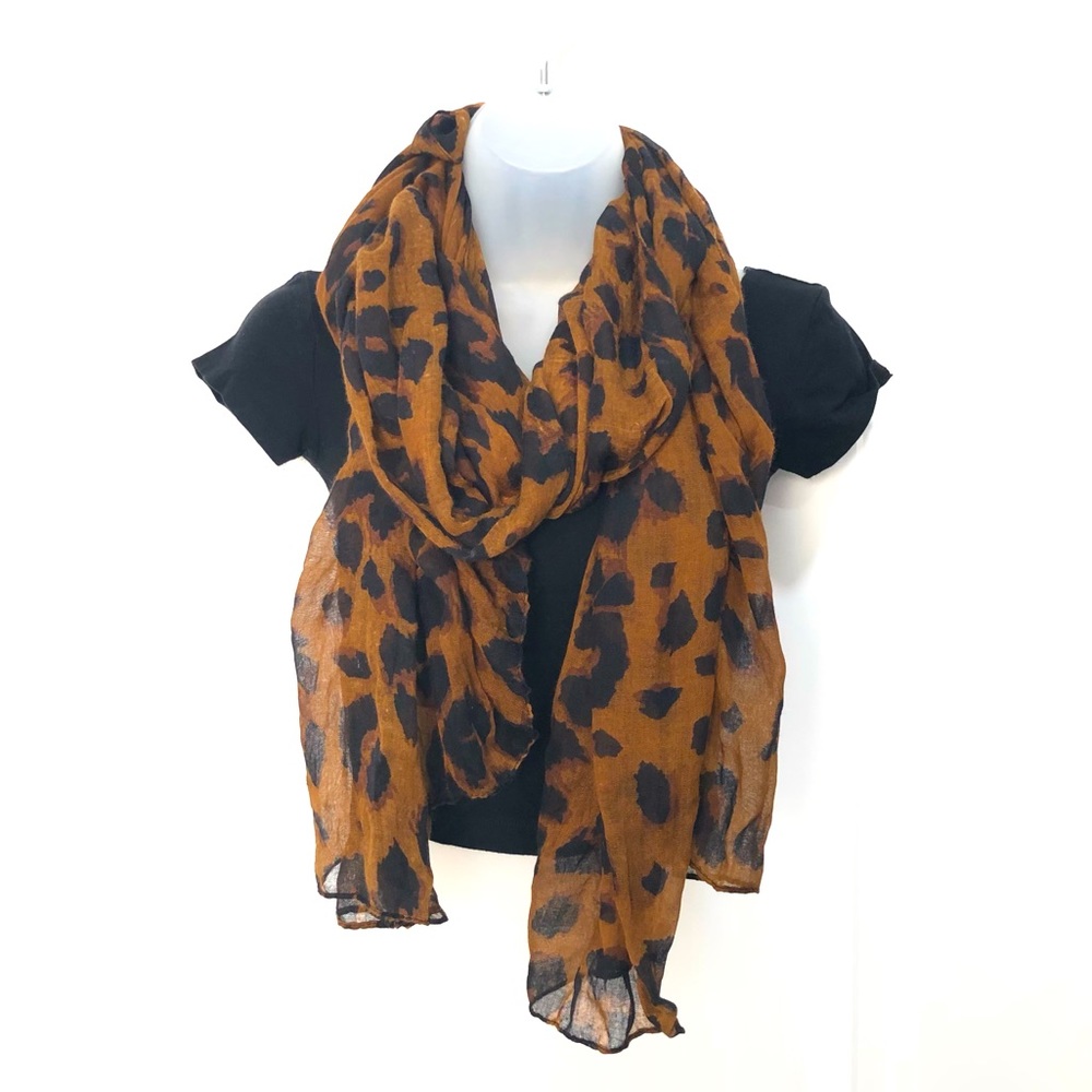 Leopard Print Scarf - Brown & Black